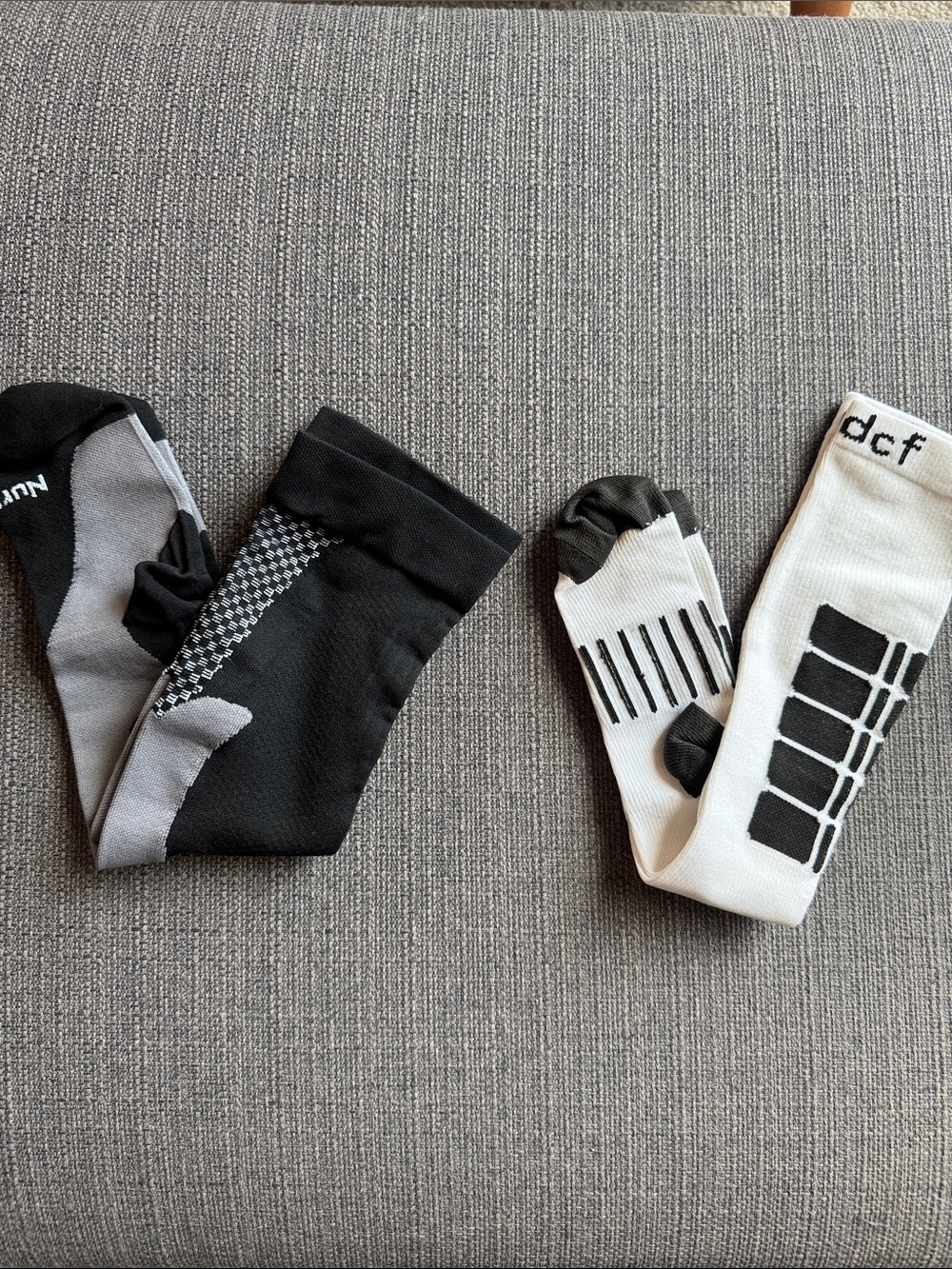 Black and White Athletic Compression Socks Pair